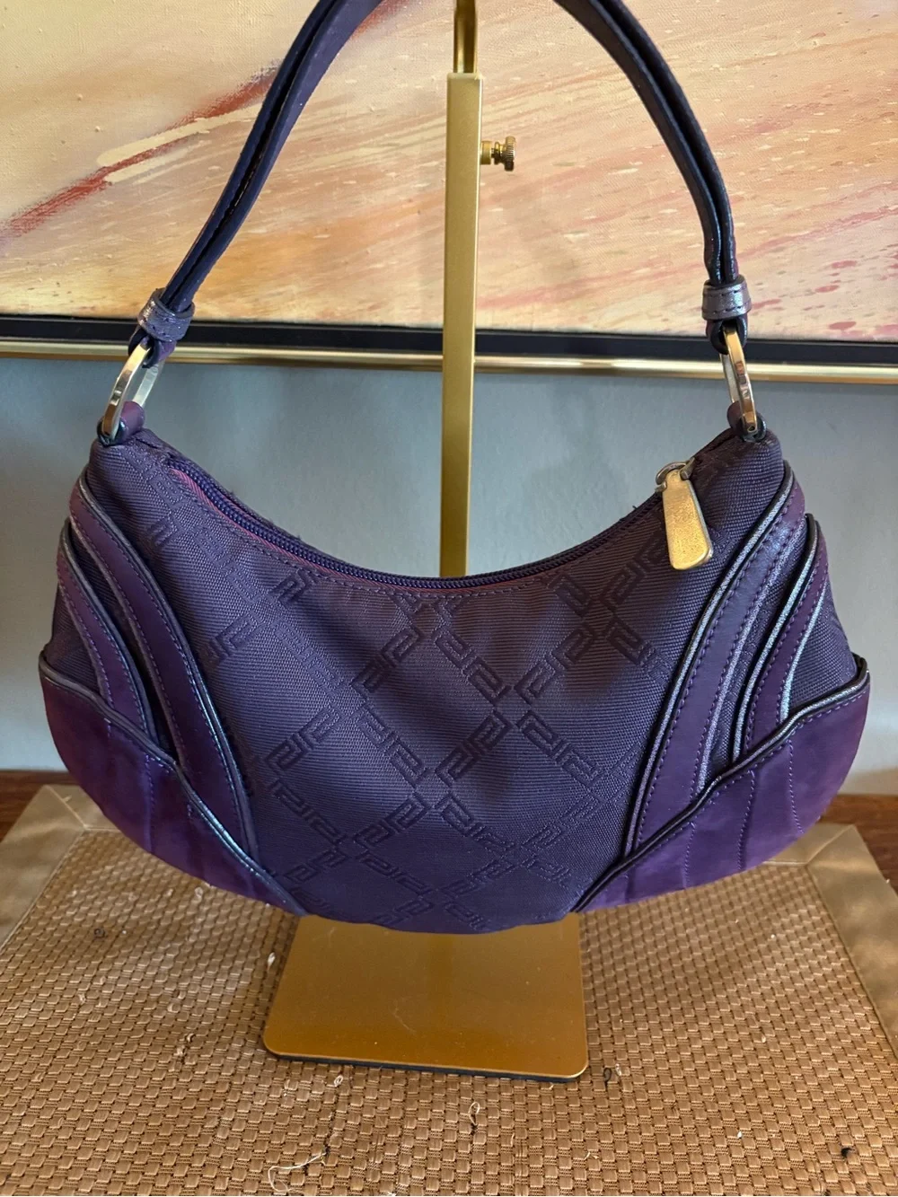 Versace Vintage Medusa Hobo Plaque Canvas, leather & Suede Purple Y2K